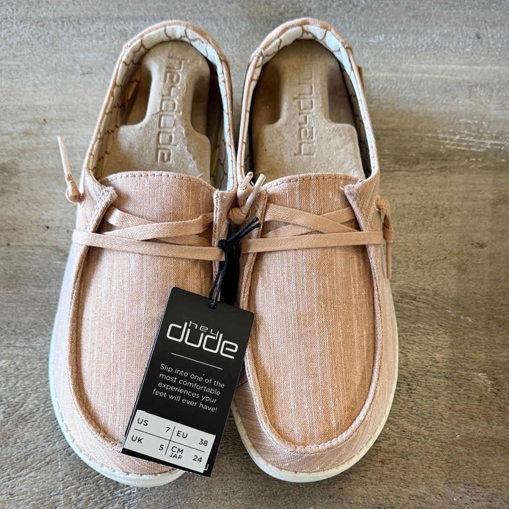 Hey Dude Wendy Sparkling Rose Gold Canvas Slip-Ons